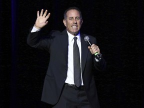 FILE - This Nov. 1, 2016, file photo, shows Jerry Seinfeld performing at Stand Up For Heroes in New York.  As "Comedians in Cars Getting Coffee" roars into its tenth season, Jerry Seinfeld realizes that with great success also comes the potential for lawsuits. He experienced it with the "Seinfeld" television series, his animated turn in "Bee Movie," and now with his new show too.= The lawsuit comes from Christian Charles, who claims he developed the concept, and is therefore the owner of the project. Charles directed the series' first episode.