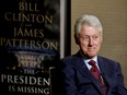 In this Monday, May 21, 2018, photo, former President Bill Clinton listens during an interview about a novel he wrote with James Patterson, "The President is Missing,"  in New York.