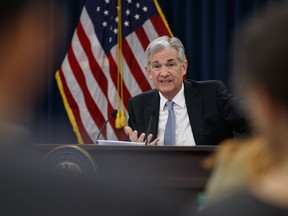 FILE- In this March 21, 2018, file photo, Federal Reserve Chairman Jerome Powell speaks following the Federal Open Market Committee meeting in Washington. Investors are eagerly awaiting the updated economic forecasts the Fed will issue when its meeting ends Wednesday, June 13.