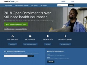 FILE - This May 21, 2018 image shows the main page of the healthcare.gov website in Washington. On Wednesday, June 13, 2018, two independent experts said that the Trump administration appears to be taking aim at provisions of the Affordable Care Act that protect people in employer plans, not just those consumers who buy a policy directly from an insurer. The new position was outlined a week earlier in a legal brief the Justice Department filed in a Texas case challenging the health law. (HealthCare.gov via AP)