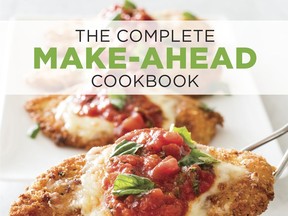 This image provided by America's Test Kitchen in May 2018 shows the cover for "The Complete Make-Ahead Cookbook." It includes a recipe for grilled vegetable kebabs. (America's Test Kitchen via AP)