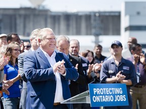 Ontario premier-designate Doug Ford announces his commitment to keeping the Pickering Nuclear Generating Station in operation until 2024 in Pickering, Ont., on Thursday, June 21, 2018.