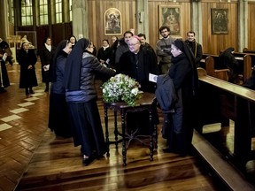 Archbishop Charles Scicluna, center, attends a meeting with priest and nuns at the San Mateo Cathedral in Osorno, Chile, Saturday, June 16, 2018. A Vatican statement Monday said Pope Francis had accepted the resignations of Bishop Juan Barros of Osorno. Barros has been at the center of Chile's growing scandal ever since Francis appointed him bishop of Osorno in 2015 over the objections of the local faithful, the pope's own sex abuse prevention advisers and some of Chile's other bishops.