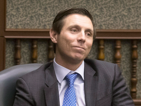 Former Ontario PC Leader Patrick Brown sitting in the Ontario legislature as an Independent MPP in March 2018.