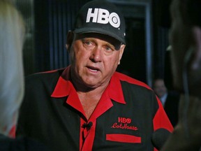 FILE - In this June 13, 2016, file photo, Dennis Hof, owner of the Moonlite BunnyRanch, a legal brothel near Carson City, Nevada, is pictured during an interview in Oklahoma City.  Hof, the owner of half a dozen legal brothels in Nevada and star of the HBO adult reality series "Cathouse," won a Republican primary for the state Legislature on Tuesday, June 12, 2018,  ousting a three-term lawmaker.  Hof defeated hospital executive James Oscarson. He'll face Democrat Lesia Romanov in November, and will be the favored candidate in the Republican-leaning Assembly district.