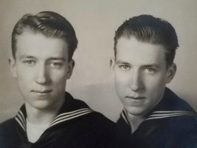 Twin brothers Julius Pieper, left, and Ludwig Pieper in their U.S. Navy uniforms.