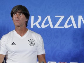 Germany head coach Joachim Loew attends a press conference the evening before the group F match between Germany and South Korea during the 2018 soccer World Cup in Kazan, Russia, Tuesday, June 26, 2018.