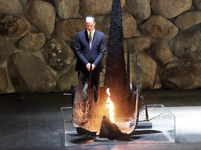 Prince William visits the hall of remembrance at Yad Vashem Holocaust Memorial and Museum on June 26, 2018 in Jerusalem.