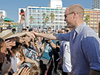 Prince William greets the crowd during a visit with Ron Huldai, the Mayor of Tel Aviv, to a beach in Tel Aviv, Israel, June 26, 2018.