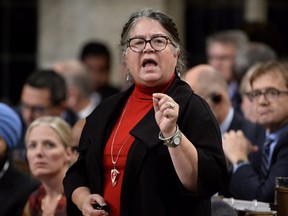 Minister of National Revenue Diane Lebouthillier speaks during Question Period on Parliament Hill, in Ottawa on Thursday, October 19, 2017.