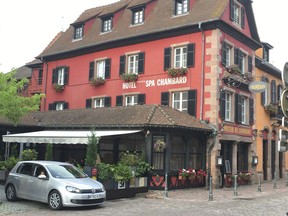 A general view of the Le Chambard hotel where TV chef Anthony Bourdain was found, in Kaysersberg, France, Friday, June 8, 2018. A prosecutor in France says Anthony Bourdain apparently hanged himself in a luxury hotel in the small town of Kaysersberg. French media quoted Colmar prosecutor Christian de Rocquigny du Fayel as saying that "at this stage" nothing suggests another person was involved in the death Friday of the American celebrity chef and food writer.