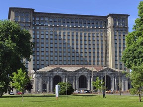 FILE - This May 25, 2018, file photo shows the old Michigan Central Station in Detroit. Owners of the vacant, hulking 105-year-old building are planning to make an announcement about its future Monday morning, June 11, 2018.