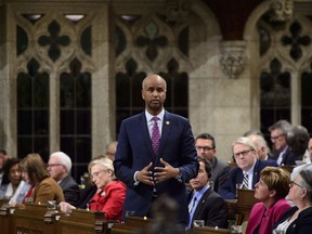 Minister of Immigration, Refugees and Citizenship Ahmed Hussen stands during question period in the House of Commons on Parliament Hill in Ottawa on Tuesday, June 5, 2018.