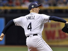 Tampa Bay Rays starter Blake Snell pitches against the Washington Nationals during the first inning of a baseball game Monday, June 25, 2018, in St. Petersburg, Fla.