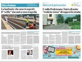 Girogio Lambri took a picture of a man taking a selfie of himself with a Canadian woman hit by an Italian train, and published the picture in the daily Liberta newspaper.