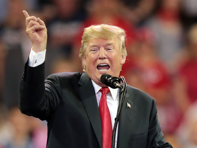 President Donald Trump speaks to supporters during a campaign rally at the Amsoil Arena on June 20, 2018 in Duluth Minnesota.