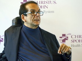FILE - In this March 31, 2015, file photo, Charles Krauthammer talks about getting into politics during a news conference in Corpus Christi, Texas. The conservative writer and pundit Krauthammer has died. His death was announced Thursday, June 21, 2018, by two media organizations that employed him, Fox News Channel and The Washington Post. He was 68.