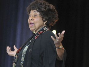 This 2014 photo shows Civil Rights leader Dorothy Cotton, speaking during VSU's Founders Day celebration in Chesterfield County, Va. The Southern Christian Leadership Conference announced that Cotton died Sunday, June 10, 2018.