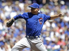 Chicago Cubs' Mike Montgomery pitches during the first inning of a baseball game against the Milwaukee Brewers Wednesday, June 13, 2018, in Milwaukee.