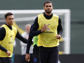 England's Ruben Loftus-Cheek takes part in a training session for the England team at the 2018 soccer World Cup, in the Spartak Zelenogorsk ground, Zelenogorsk near St. Petersburg, Russia, Thursday, June 21, 2018.