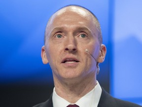 In this Dec. 12, 2016, file photo, Carter Page, a former foreign policy adviser of U.S. President-elect Donald Trump, speaks at a news conference at RIA Novosti news agency in Moscow, Russia.