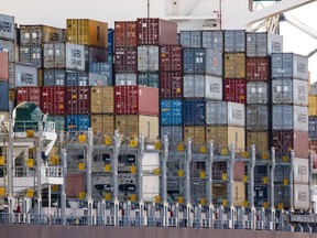 A pile of shipping containers. Some of the items in them are tariffed by Canada, some aren't, and there's often no logical explanation as to why.