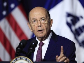 U.S. Department of Commerce Secretary Wilbur Ross speaks to employees of the Department of Commerce in Washington, Monday, July 16, 2018.