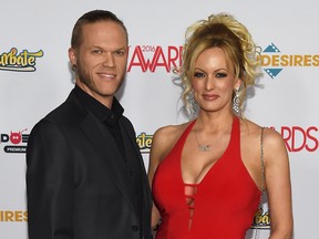 Stephanie Clifford, aka Stormy Daniels, and husband Glendon Crain, aka Brendon Miller, attend the 2016 Adult Video News Awards at the Hard Rock Hotel & Casino on January 23, 2016 in Las Vegas, Nevada.