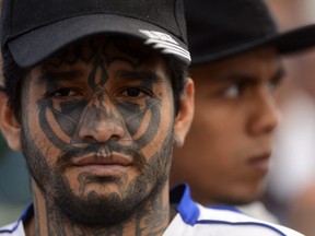 Members of Mara Salvatrucha (MS-13), held on Monday, March 4, 2013, in the Criminal Centre of Ciudad Barrios, San Miguel, 160 kilometres east of San Salvador.