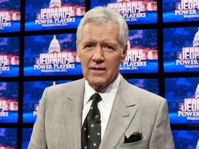 Alex Trebek speaks during a rehearsal before a taping of  Jeopardy! Power Players Week at DAR Constitution Hall on April 21, 2012 in Washington, DC.