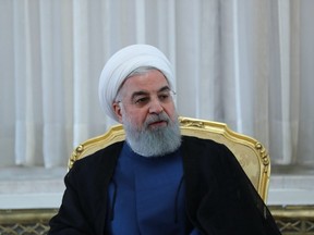 A handout picture provided by the Iranian presidency shows the Iranian president Hassan Rouhani during a meeting in Tehran on July 14, 2018.
