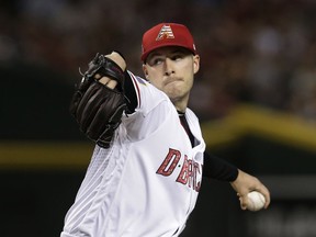 Arizona Diamondbacks pitcher Patrick Corbin throws during the first inning of the team's baseball game against the St. Louis Cardinals, Wednesday, July 4, 2018, in Phoenix.