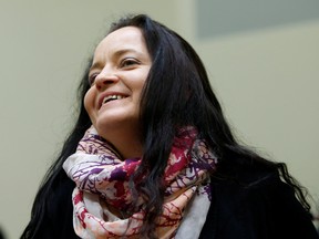 Beate Zschaepe waits in a courtroom before the proclamation of sentence in her trial as the only surviving member of neo-Nazi cell National Socialist Underground (NSU) behind a string of racist murders, in Munich, Germany, on July 11, 2018.