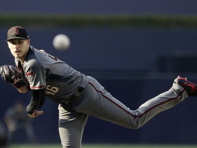 Arizona Diamondbacks starting pitcher Patrick Corbin works against a San Diego Padres batter during the first inning of a baseball game Saturday, July 28, 2018, in San Diego.