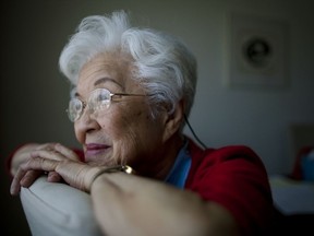 In this May 12, 2011 photo, Aiko Herzig–Yoshinaga poses in Gardena, Calif. Herzig-Yoshinaga, who uncovered proof that thousands of Japanese-Americans incarcerated in the United States during World War II were held not for reasons of national security but because of racism, has died at age 93.Bruce Embrey, co-chair of the Manzanar Committee, told The Associated Press Wednesday, July 25, 2018, that Herzig-Yoshinaga died July 18 at her home in the Los Angeles suburb of Torrance.