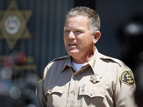 Monterey County Sheriff Steve Bernal conducts a press conference in Salinas, Calif., on Monday, July 16, 2018 answering questions on the rescue of Angela Hernandez in Big Sur. Hernandez was rescued  seven days after driving off Highway One in Big Sur and crashing 250-feet to the beach below. "For her to survive for seven days on the coast with waves crashing over you at times, with injuries that she had, is amazing," Bernal said. "She was a fighter. She had the will to survive and I think most people in that situation probably wouldn't have lasted that long."