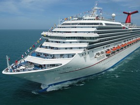 The Carnival Glory cruises off the coast of Florida.