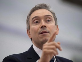 Minister of International Trade Francois-Philippe Champagne addresses a gathering at the Globe Forum in Vancouver, Wednesday, March 14, 2018.