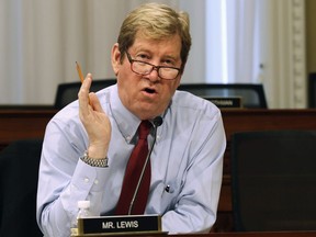 FILE - In this May 24, 2017, file photo, U.S. Rep. Jason Lewis, R-Minn. speaks at a budget committee hearing on Capitol Hill in Washington. Lewis is dismissing concerns about newly surfaced audio of the former talk radio host wondering why he couldn't call a woman "a slut." The first-term Republican made the comment in 2012 while filling in for conservative host Rush Limbaugh, in a bit on Limbaugh calling a women's rights activist a slut. It was reported by CNN Wednesday, July 18, 2018, in a story examining Lewis' radio past.