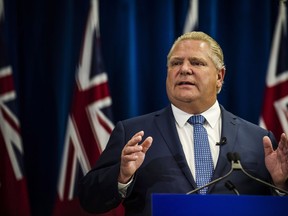 Ontario Premier Doug Ford makes an announcement at Queen's Park in Toronto, on Friday, July 27, 2018. Ford says he will significantly reduce the number of Toronto city councillors just months before the fall municipal election.THE CANADIAN PRESS/Christopher Katsarov