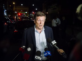 Toronto mayor John Tory speaks to press following a mass casualty event in Toronto on Monday, July 23, 2018.