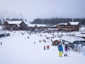 A sentencing hearing is underway for a world-renowned ski resort in Alberta to determine how large a fine it will have to pay after admitting to cutting down a stand of endangered trees. Skiers leave the resort after a power failure shut down all operations at the women's World Cup downhill ski race at Lake Louise, Alta., Saturday, Dec. 2, 2017.