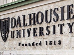 A Dalhousie University sign is seen in Halifax on January 6, 2015. One person was taken to hospital Monday after a chemical spill at Dalhousie University in Halifax. University spokeswoman Janet Bryson confirms that the university's Chemistry and MacDonald buildings were evacuated and closed after the spill was reported.