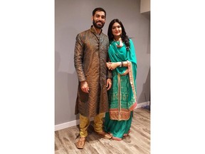 Upinderjit Minhas and his wife Jasleen are shown in a photo from Upinderjit's Facebook profile page. Three members of a Calgary family are dead and three others are injured after a highway crash during a trip to visit relatives in Texas. THE CANADIAN PRESS/HO-Facebook-Upinderjit Minhas MANDATORY CREDIT