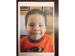 Sweetgrass Kennedy is shown in this undated handout photo. Police say they have found the remains of a little boy who went missing in Prince Albert, Sask., in the spring. Sweetgrass Kennedy was last seen on May 10 and Prince Albert police had said that witnesses and other evidence suggested the four-year-old fell into the North Saskatchewan River.
