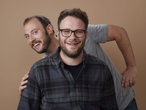Evan Goldberg, left, and Seth Rogen, co-writers and co-producers of "Sausage Party," pose together for a portrait in Beverly Hills, Calif. on Aug. 2, 2016. Movie star Seth Rogen, Olympic medallists Tessa Virtue and Scott Moir, and retired astronaut Chris Hadfield are joining Canada's Walk of Fame. In total, 10 people will be recognized at a ceremony slated for December, which also marks the event's 20th anniversary. Also joining the club is Rogen's frequent collaborator Evan Goldberg, a writer, director and childhood friend who rose alongside Rogen to the upper echelons of Hollywood with hit movies including "Superbad" and "Pineapple Express."THE CANADIAN PRESS/AP, Chris Pizzello, Invision
