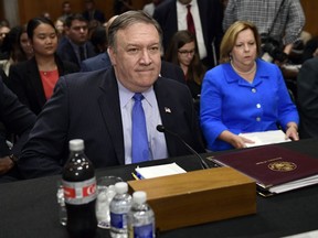 Secretary of State Mike Pompeo arrives to testify before the Senate Foreign Relations Committee on Capitol Hill in Washington, Wednesday, July 25, 2018, during a hearing on diplomacy and national security.