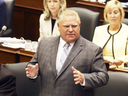 Premier Doug Ford  speaks about the downsizing of Toronto city council at the Ontario Legislature on July 30, 2018.