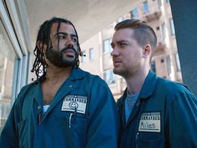 Daveed Diggs, left, and Rafael Casal in a scene from Blindspotting.