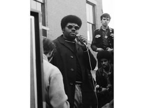 FILE - This April 4, 1970, file photo shows Elbert "Big Man" Howard, Black Panther Party member at an unknown location. Howard, who was one of the six founding members of the Black Panther Party, has died at age 80. His wife, Carole Hyams, said Howard died Monday, July 23, 2018, in Santa Rosa after a long illness.
